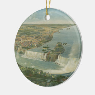 Bildmässig karta för vintage av Niagara Falls NY Julgransprydnad Keramik