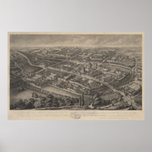 Bildmässig karta för vintage av Oxford England Poster