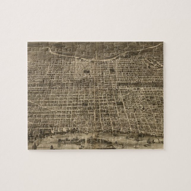 Bildmässig karta för vintage av Philadelphia Pussel (Horisontell)