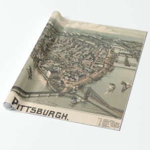 Bildmässig karta för vintage av Pittsburgh (1902 Presentpapper