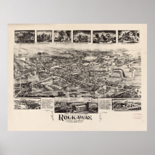 Bildmässig karta för vintage av Rockaway NJ (1902) Poster