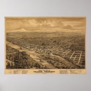 Bildmässig karta för vintage av Salem Oregon Poster