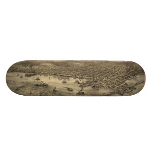 Bildmässig karta för vintage av Seattle (1878) Mini Skateboard Bräda 18,7 Cm
