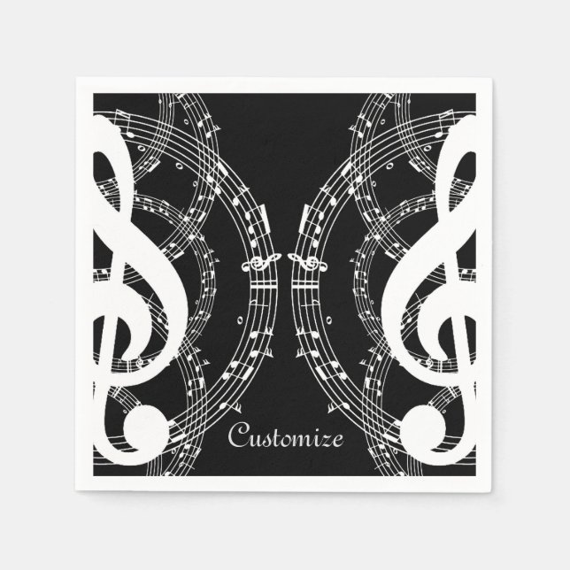 Bildmusikservetter i Black & White Spegel Pappersservett (Framsidan)