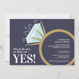 Bildobjekt för förlovningsfest diamant guld ring inbjudningar