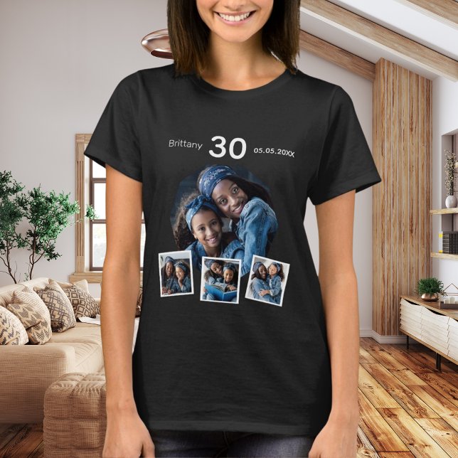 Bildobkollage för födelsedagstidningen namn, kvinn t shirt (Skapare uppladdad)