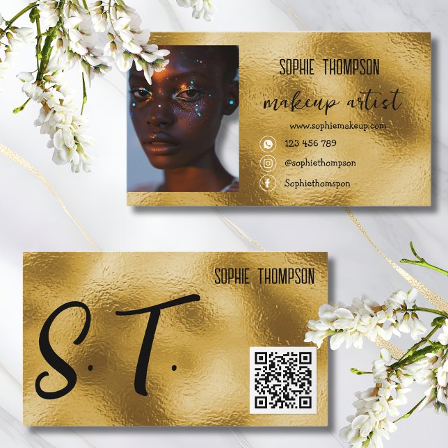 Bildoffertkod för guld Makeup-artist Visitkort (Skapare uppladdad)
