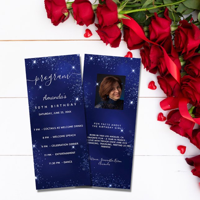 Bildotefakter för födelsedagsprogrammet Blue glitt Reklamkort (Skapare uppladdad)