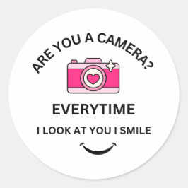 Bildperfekt kärlek Rosa Kamera Alla hjärtans dag Runt Klistermärke