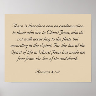 Bildrad Bible Verse Artwork, Romans 8:1-2 Poster