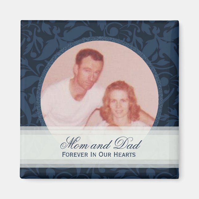 Bildruta för blå Blommigt: Memorial: Bild Magnet (Framsidan)