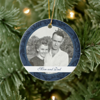 Bildruta för blå Blommigt: Memorial: Bild Ornament