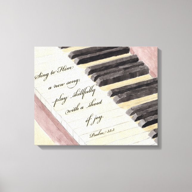 Bildrutesedel Piano Watercolor & Bible Verse Canvastryck (Framsida)