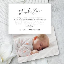 Bildsändningsmeddelande för enkel elegant baby tack kort