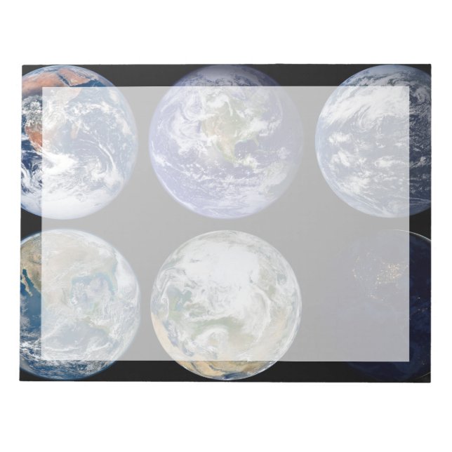 Bildsjämförelse av jordens Ikoniska vyer. Anteckningsblock (Framsida)