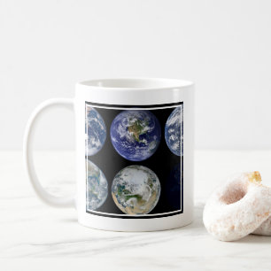 Bildsjämförelse av jordens Ikoniska vyer. Kaffemugg