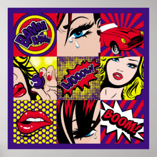 Bildskärmskort Illustrationart,pop,vacker,tecknad, Poster