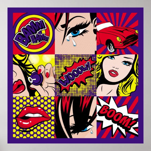 Bildskärmskort Illustrationart,pop,vacker,tecknad, Poster (Framsidan)