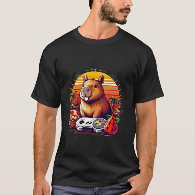 Bildspel Älskare Capybara Funny Video Games Capyb T Shirt (Framsida)