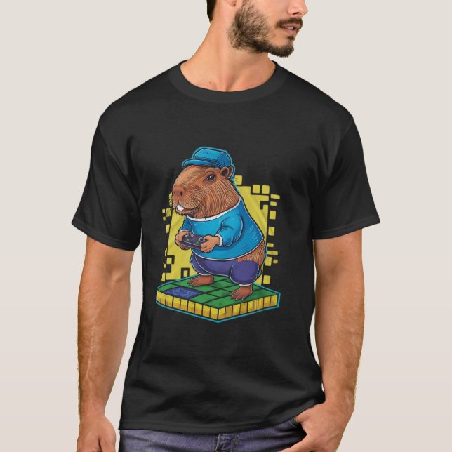 Bildspel Älskare Capybara Funny Video Games Capyb T Shirt (Framsida)