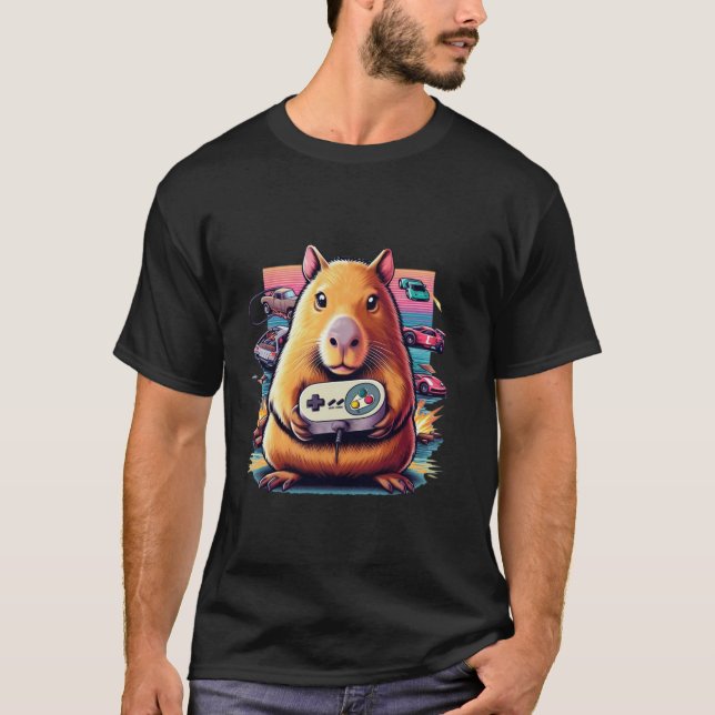 Bildspel Älskare Capybara Funny Video Games Capyb T Shirt (Framsida)