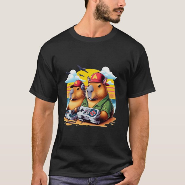 Bildspel Älskare Capybara Funny Video Games Capyb T Shirt (Framsida)