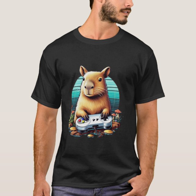Bildspel Älskare Capybara Funny Video Games Capyb T Shirt (Framsida)