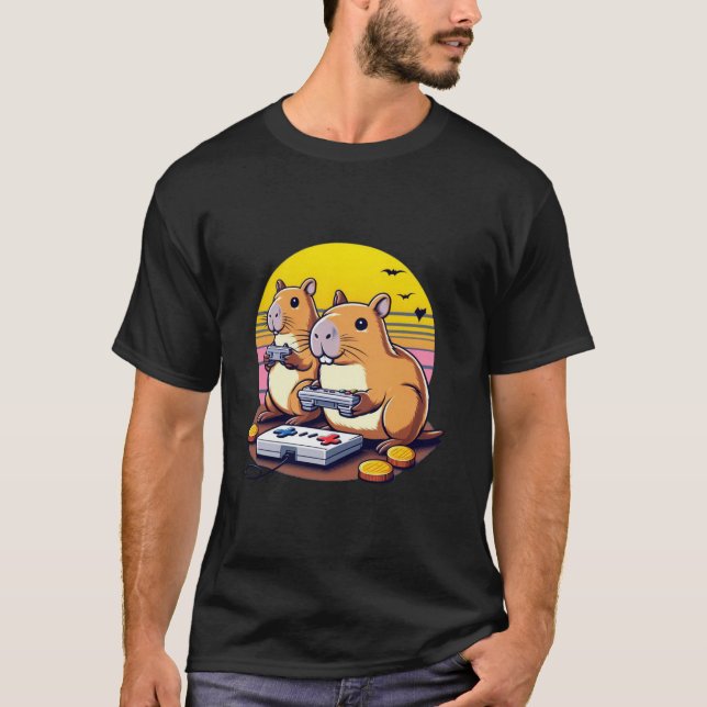 Bildspel Älskare Capybara Funny Video Games Capyb T Shirt (Framsida)