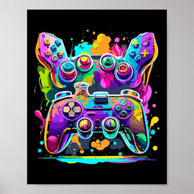 Bilduppspelningsstyrenhet Paint Drip Färgfulla spe Poster (Framsidan)