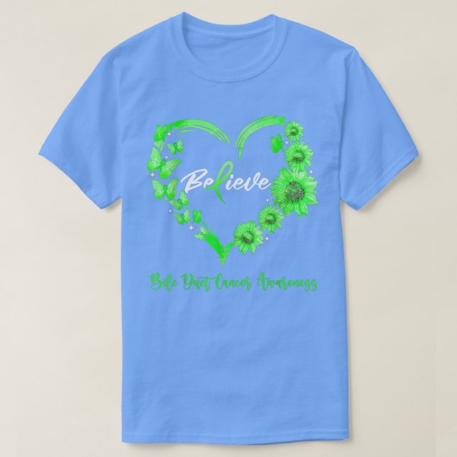 Bile Duct Cancer Awareness Heart Butterfly Sunflow T Shirt (Design framsida)
