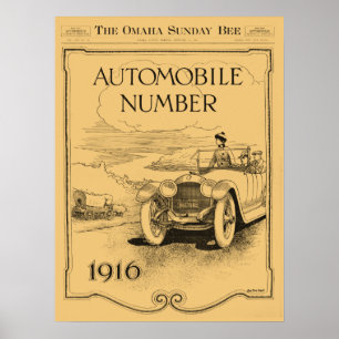 bilen 1916 för det antikvitetOmaha biet delar upp Poster