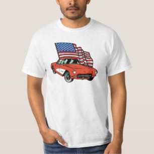 Bilen för amerikanska flagganvintagemuskeln tee