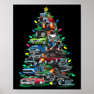 Bilen Galenheta Julgran! Muskelbilar och hotros Poster