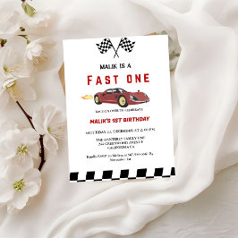 Bilen tävling Fast One Boy Första Födelsedagsfeste Inbjudningar