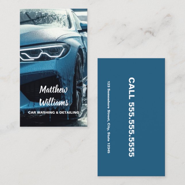 Bilen Tvättar automatisk information Visitkort (Fram/baksida)