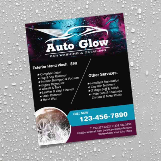 Bilen Tvättar automatiskt detaljerad modern Städni Flygblad (Skapare uppladdad)