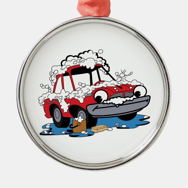 Bilen tvättar julgransprydnad metall (Framsidan)