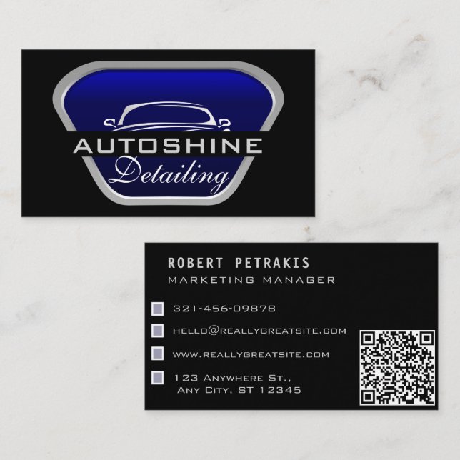 Bilen Tvättar Städning bil för automatisk informat Visitkort (Fram/baksida)