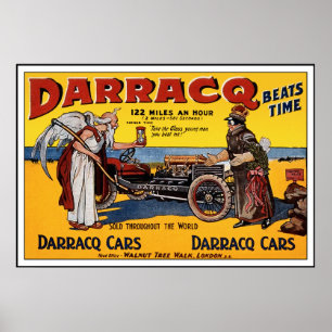 Bilen vintage tävling Poster: Darracq Bilreklam Poster