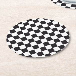 Bilens Tävla / Chess Mönster + din backgr. & text Underlägg Papper Rund