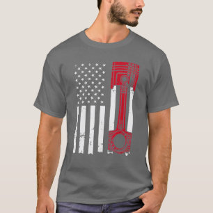 Bilentusiast American Flagga Piston Muscle Car T Shirt