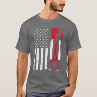 Bilentusiast American Flagga Piston Muscle Car T Shirt
