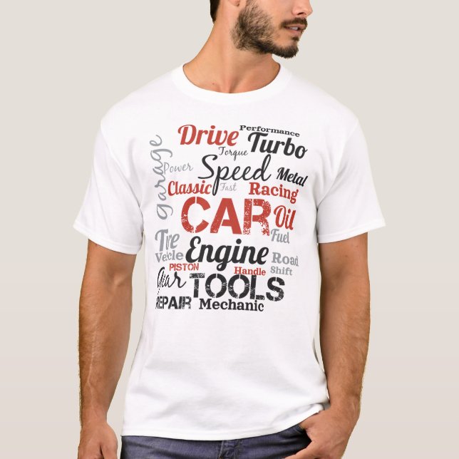 Bilentusiast Ordmoln T Shirt (Framsida)