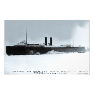 Bilfärja Ann Arbor som passerar marinstaden 1910 Fototryck
