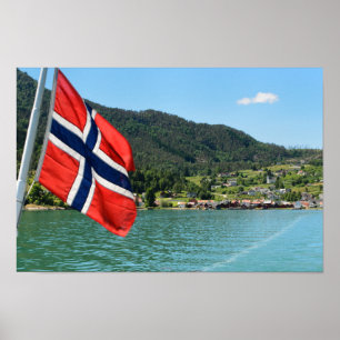 Bilfärja i Norge poster utskrift