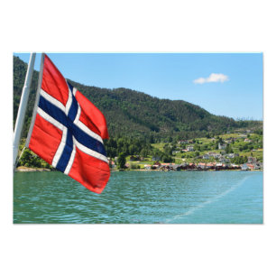 Bilfärja i norgefototryck fototryck