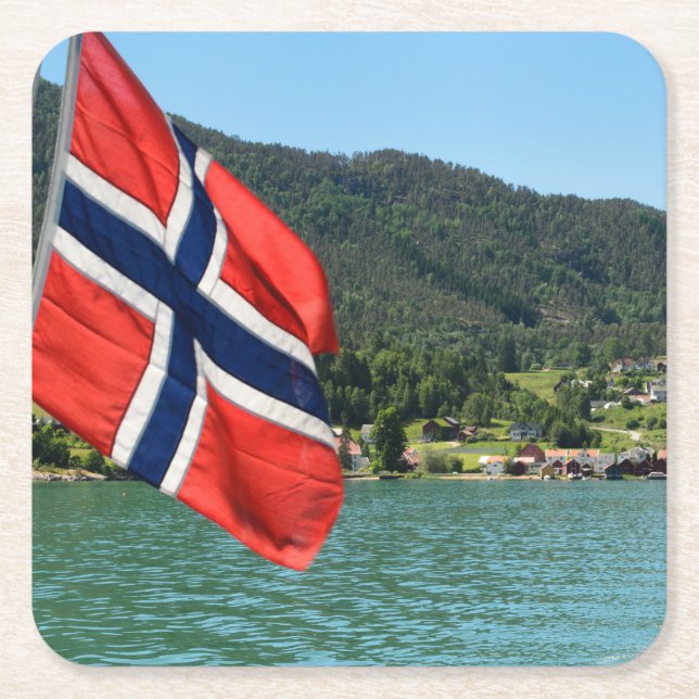 Bilfärja i norgekustfartyg underlägg papper kvadrat (Framsidan)