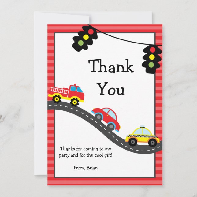 Bilfödelsedagsfesttack Tack Kort (Framsida)