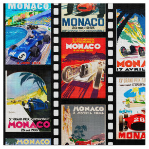 Bilformel Grand Prix Monaco Tävling Vintage möns Tyg