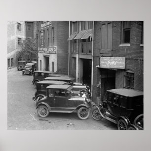 Bilförsäljning och service, 1926. Gammalt foto Poster